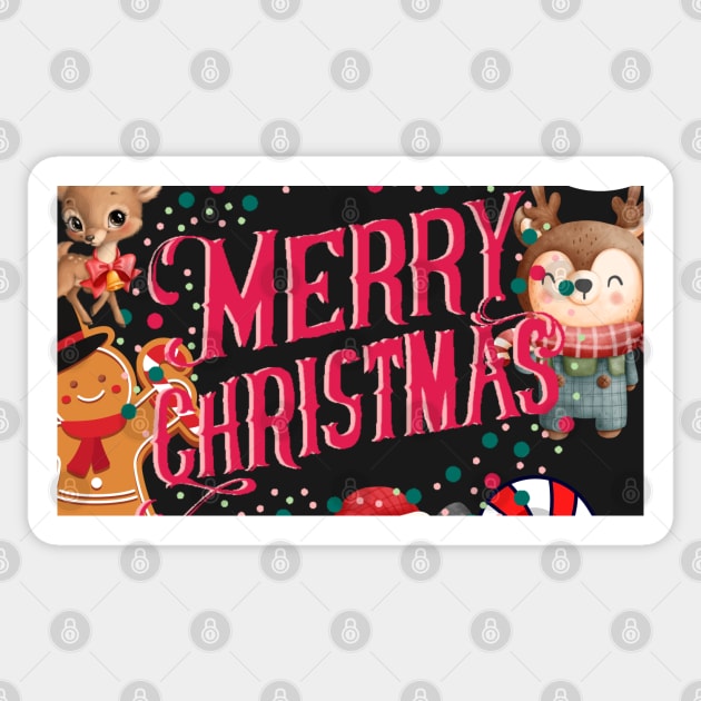 Ugly Christmas Tshirt - Merry Christmas - A Collage of Christmas Images Sticker by Ric1926